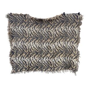 Vintage Tiger Stripes Fringe Tassels Rug Throw Blanket Afghan